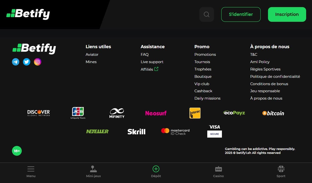 Modes de paiement sur Casino Betify Connexion à Betify France et Combien de Temps du Retrait des Fonds dans la Catégorie Sport